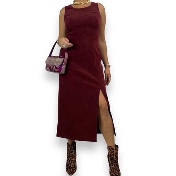 90's maroon microfiber suede dress with slit by R.J. & CO. - Picture 10 of 10
